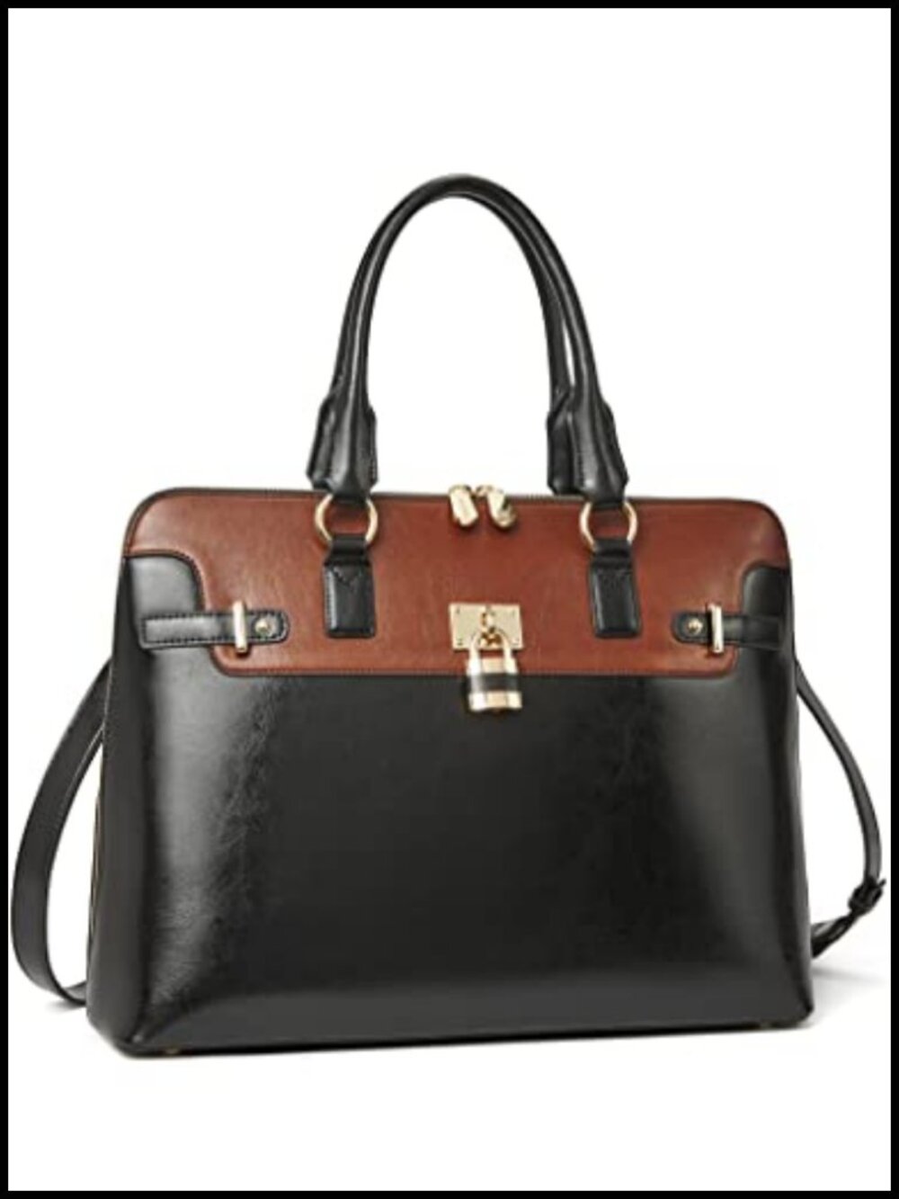 Genuine Cow Leather Laptop Briefcase Fits 15.6 Inch Shoulder Bag